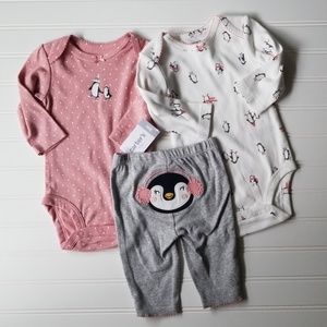 Carter's Penguin 3 Peice Matching Set- 3M